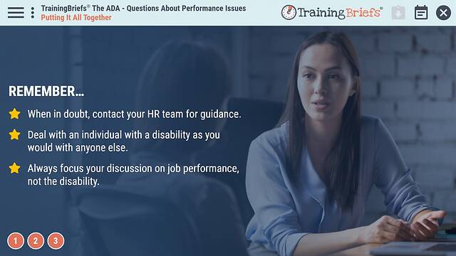 TrainingBriefs® The ADA - Questions About Performance Issues